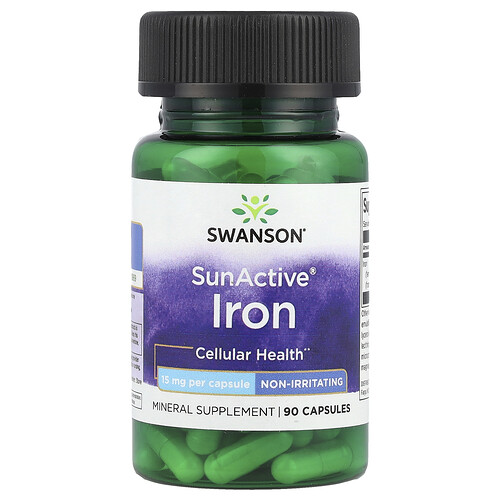 Swanson Vitamins SunActive®, Iron, 15 mg, 90 Capsules