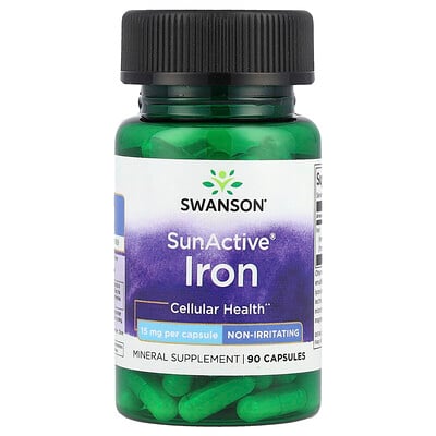 Product Image for Swanson, SunActive , Iron, 15 mg, 90 Capsules