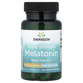 Swanson Vitamins, Melatonin, Triple Strength, 10 mg, 60 Vegan Capsules