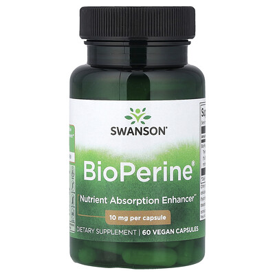 Swanson, BioPerine®, 10 mg, 60 cápsulas veganas