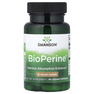 Swanson Vitamins, BioPerine®, 10 mg, 60 veganistische capsules