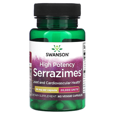 

Swanson, High Potency Serrazimes, 34 mg, 60 Veggie Capsules