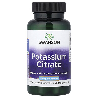 Swanson Vitamins, Citrato de potasio, 99 mg, 120 cápsulas vegetales