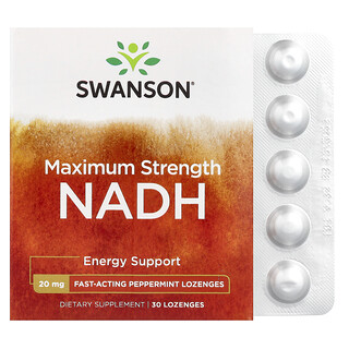 سوانسون فيتامينز‏, NADH ، نعناع ، 20 ملجم ، 30 قرص استحلاب