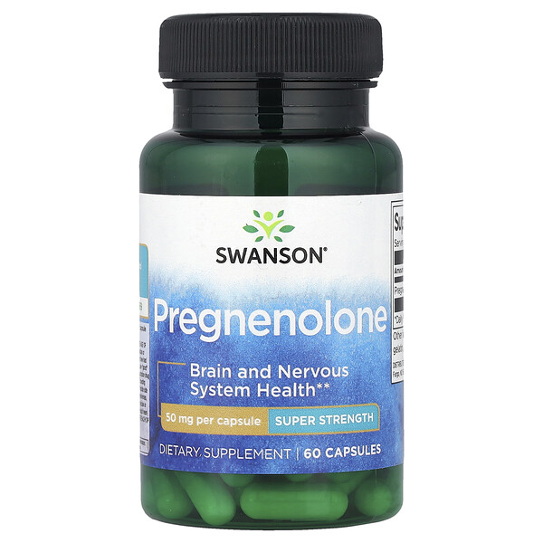 Swanson Vitamins Pregnenolone, Super Strength, 50 mg, 60 Capsules