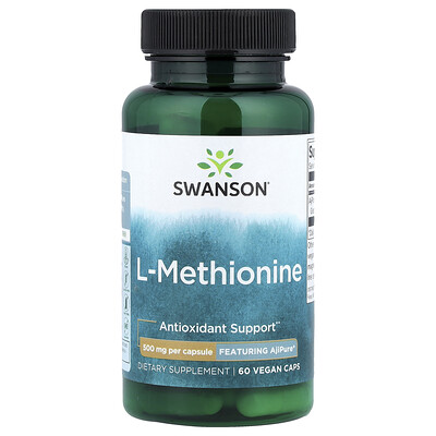 Swanson Vitamins, L-metionina, Con AjiPure®, 500 mg, 60 cápsulas veganas