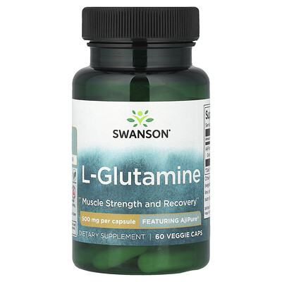 Swanson Vitamins, L-glutamina, 500 mg, 60 cápsulas vegetales