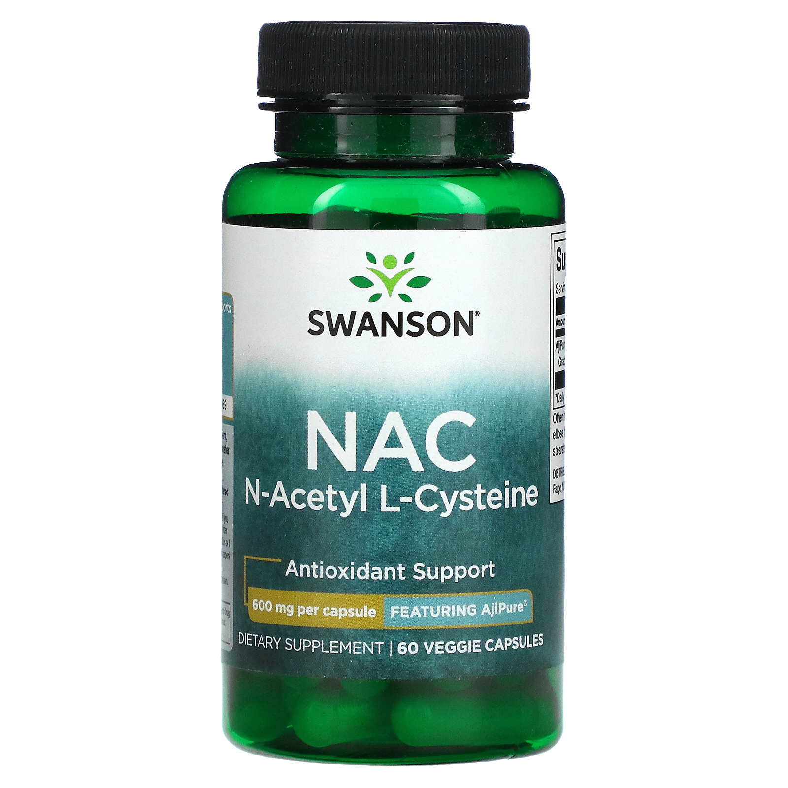 Swanson, NAC, NAcetyl LCysteine, 600 mg, 60 Veggie Capsules