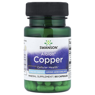 Swanson Vitamins, Cobre Albion®, 2 mg, 60 cápsulas