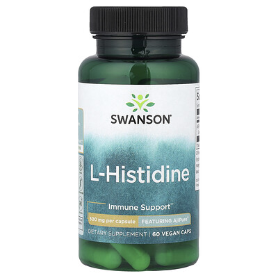 Swanson, L-histidina, 500 mg, 60 cápsulas veganas