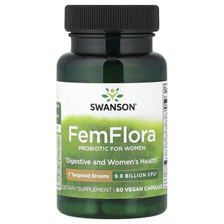 سوانسون فيتامينز‏, FemFlora ، بروبيوتيك للنساء ، 9.8 مليار وحدة تشكيل مستعمرة ، 60 كبسولة نباتية