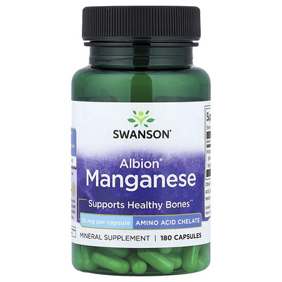 Swanson Vitamins , Manganeso Albion®, 10 Mg, 180 Cápsulas