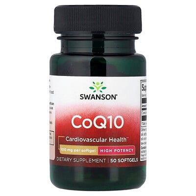 Swanson, CoQ10, Alta potencia, 100 mg, 50 cápsulas blandas
