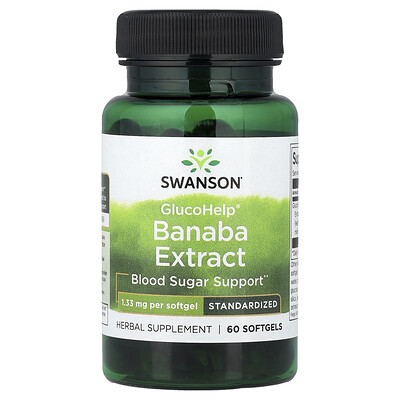 Swanson Vitamins, GlucoHelp®, Extracto de banaba estandarizado, 1,33 mg, 60 cápsulas blandas