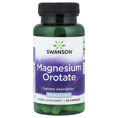 Product Image for Swanson, Magnesium Orotate, 654 mg, 60 Capsules