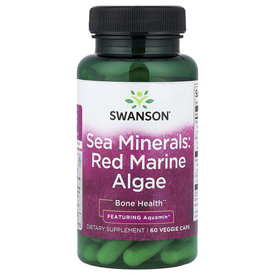 Swanson Vitamins, Minerales marinos, Algas marinas rojas, 60 cápsulas vegetales
