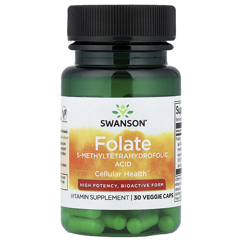 Swanson Vitamins, Folate, High Potency , 30 Veggie Caps (800 mcg DFE per Capsule)