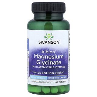 Swanson Vitamins, Albion® Magnesium Glycinate with Activated B Vitamins, Magnesiumglycinat mit aktivierten B-Vitaminen, 60 Tabletten