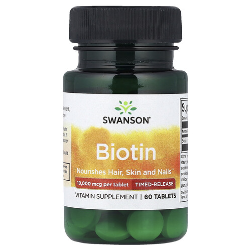 Swanson Vitamins, Biotin, Time-Release, 10,000 mcg, 60 Tablets