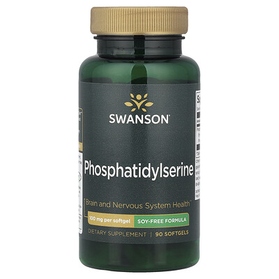 Swanson Vitamins, Fosfatidilserina, Fórmula sin soya, 100 mg, 90 cápsulas blandas