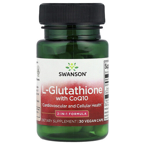 スワンソンビタミンズ Swanson Vitamins, コエンザイムQ10配合L-グルタチオン、ヴィーガンカプセル30粒