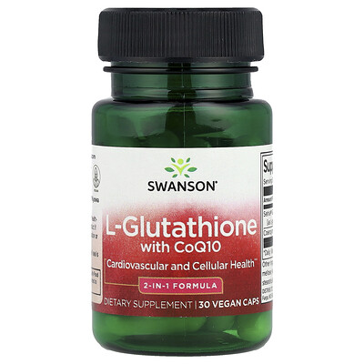 Swanson Vitamins, L-glutatión con CoQ10, 30 cápsulas veganas