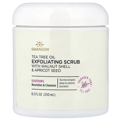 Swanson Vitamins, Exfoliante de aceite de árbol del té con cáscara de nuez y semilla de albaricoque, 250 ml (8,5 oz. líq.)