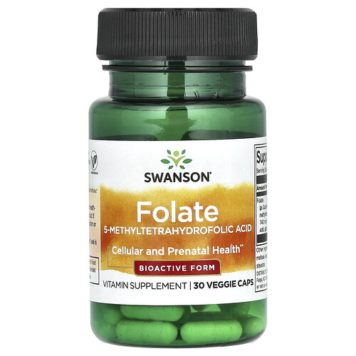 Swanson Vitamins Folate, 30 Veggie Caps (680 mcg DFE per Cap)