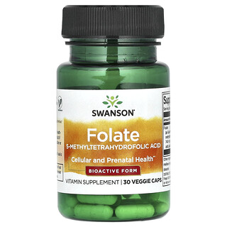 Swanson Vitamins, Folato, 30 cápsulas vegetales (680 mcg EDF por cápsula)