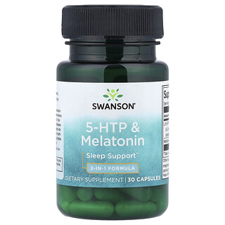 Swanson Vitamins, 5-HTP ja melatoniini, 30 kapselia