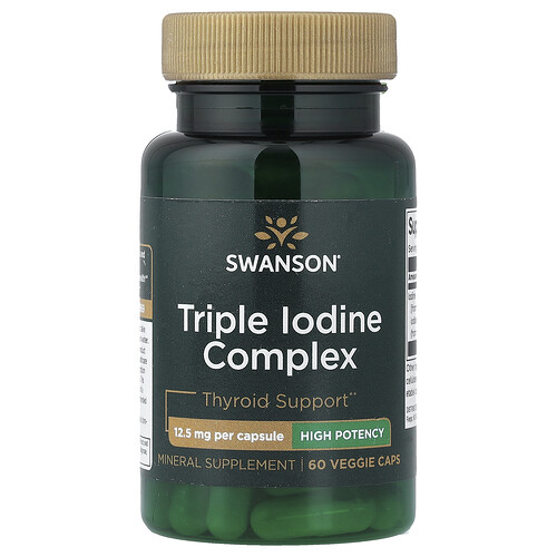 Swanson Vitamins, Triple Iodine Complex, dreifacher Jodkomplex, 12,5 mg, 60 vegetarische Kapseln