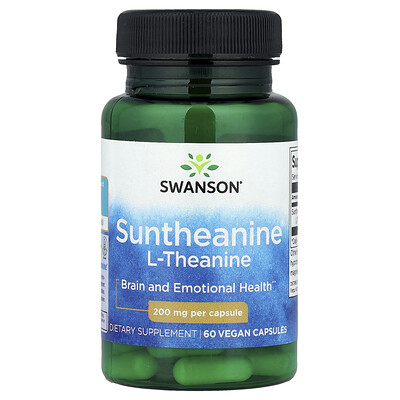 Swanson Vitamins, L-teanina Suntheanine®, 200 mg, 60 cápsulas veganas
