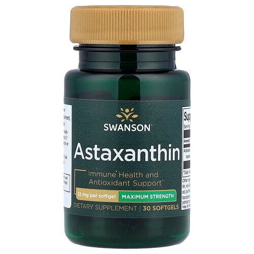 Swanson Vitamins Astaxanthin, Maximum Strength, 12 mg, 30 Softgels