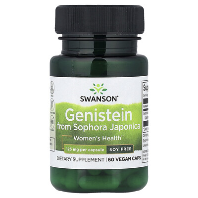 Swanson, Genisteína proveniente de la Sophora japonica, 125 mg, 60 cápsulas veganas