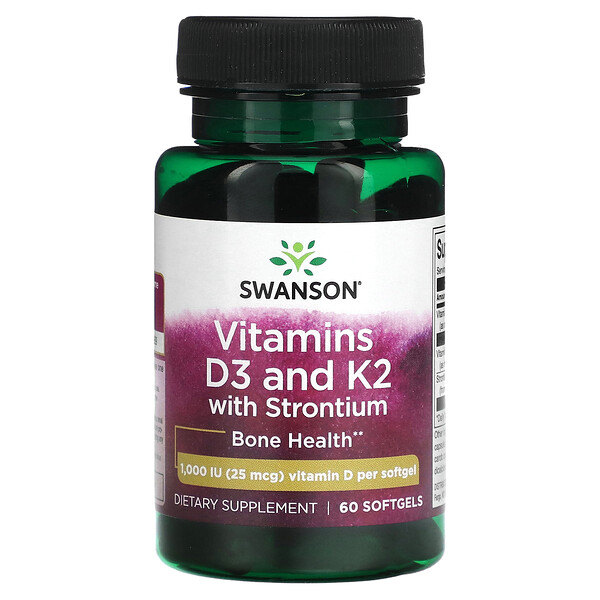 Swanson Vitamins D3 And K2 With Strontium 1 000 Iu 25 Mcg 60 Softgels