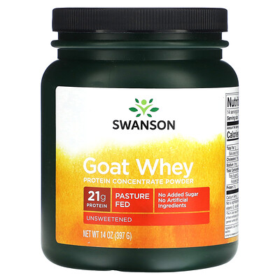 Swanson  Goat Whey Protein Concentrate Powder  Unsweetened  14 oz (397 g)