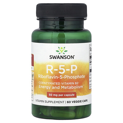 Swanson Vitamins, R-5-P, Riboflavina-5-fosfato, 50 mg, 60 cápsulas vegetales
