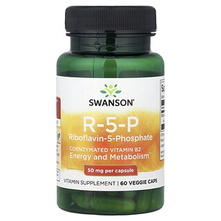 Swanson Vitamins, R-5-P, riboflavin-5-fosfat, 50 mg, 60 vegetarkapsler