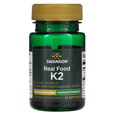 

Swanson Maximum Strength Real Food K2 200 mcg 30 Softgels