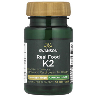 Swanson Vitamins, Prava hrana K2, maksimalna jačina, 200 mcg, 30 mekih kapsula