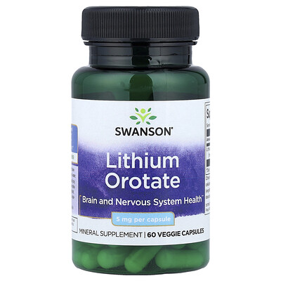 Product Image for Swanson, Lithium Orotate, 5 mg, 60 Veggie Capsules