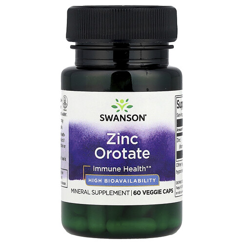 Swanson Vitamins Zinc Orotate, 60 Veggie Caps (10 mg per Cap)