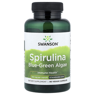 Swanson Vitamins, Spirulina Blue-Green Algae, Spirulina-Blaugrüne-Algen, standardisiert, 90 pflanzliche Kapseln