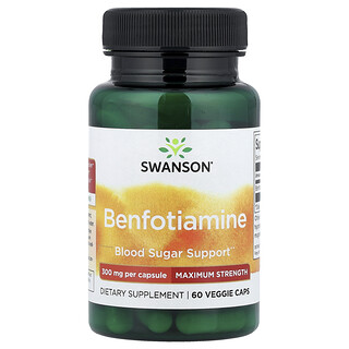Swanson Vitamins, Benfotiamine, Maximum Strength, 300 mg, 60 Veggie Caps