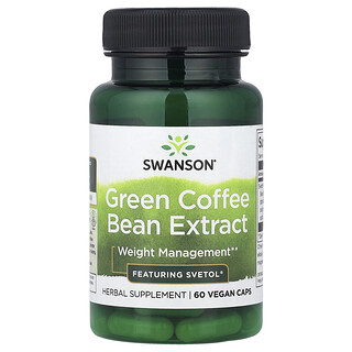 Swanson Vitamins, Green Coffee Bean Extract, 60 Vegan Caps (200 mg per Cap)