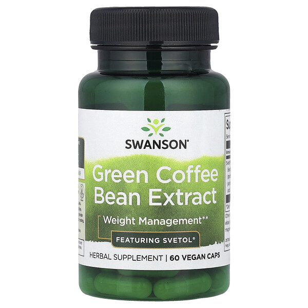 Swanson Vitamins Green Coffee Bean Extract, 60 Vegan Caps (200 mg per Cap)