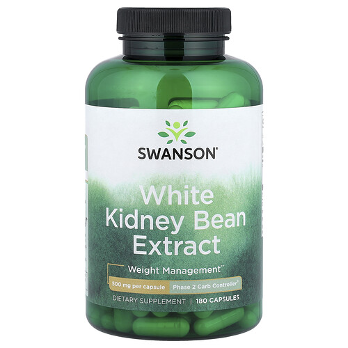 Swanson Vitamins White Kidney Bean Extract, 180 Capsules (500 mg per Capsule)