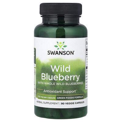 Swanson, Arándano azul silvestre con arándanos azules silvestres enteros, 250 mg, 90 cápsulas vegetales