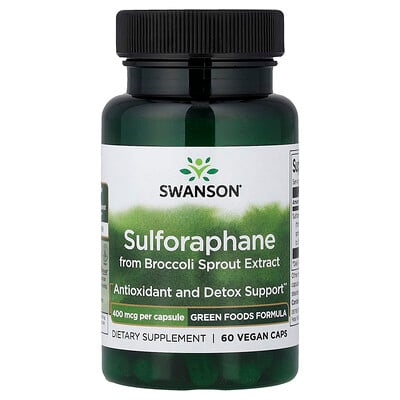 Swanson Vitamins, Sulforafano proveniente del extracto de brote de brócoli, 400 mcg, 60 cápsulas veganas Vegan Caps