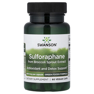 Swanson Vitamins, Sulforafano do Extrato do Broto de Brócolis, 400 mcg, 60 Cápsulas Veganas
